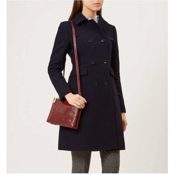 NWT Women's Hobbs London Jasmin Wool Double Breasted Coat size 12 Quiet Luxury - Picture 1 of 6